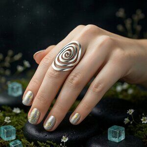 Spiral Elegant Stainless Steel Ring - Hypoallergenic Adjustable Swirl 🌀✨